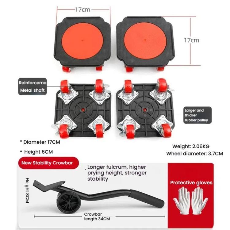 Heavy-Duty Moving Dolly with 360-degree Swivel Wheels & Brake System 3086 lbs Capacity for Furniture, Appliances, Warehouse