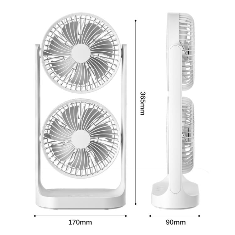Dual Head Desk Fan 360-degree Adjustable Oscillating Air Circulator 3-Speed Portable Cooling Fan