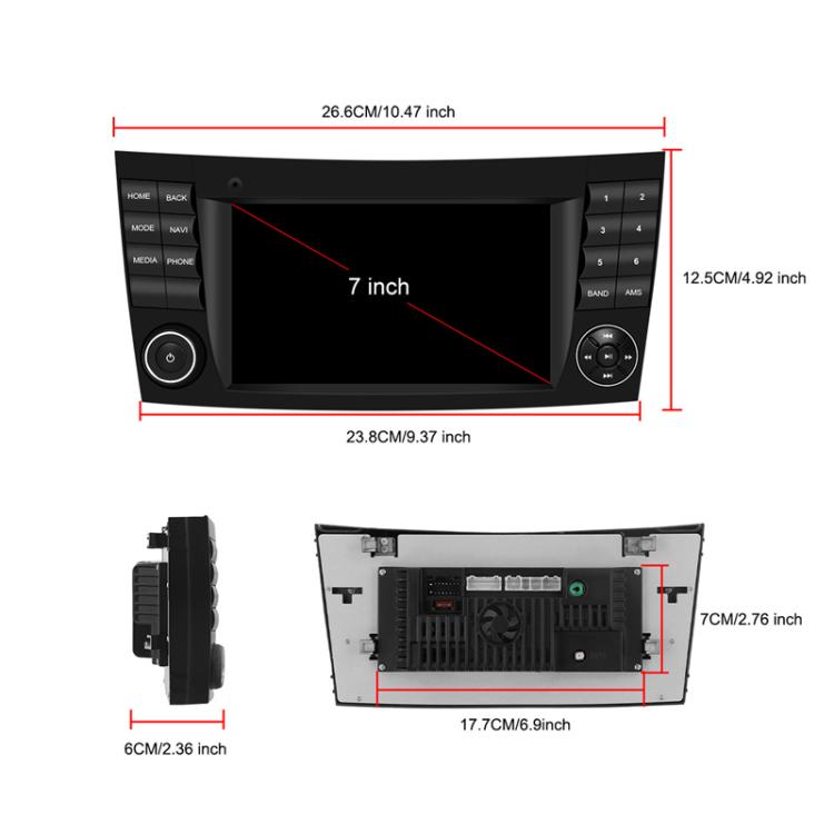 7 inch Horizontal Screen 2+64G Bluetooth Car Player Carplay Car Center Control Integrated Machine For Mercedes-Benz W211 / E200 / E220 / CLS350 / CLS500