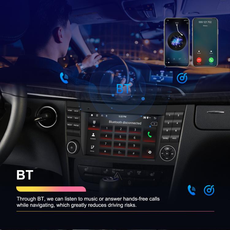 7 inch Horizontal Screen 2+64G Bluetooth Car Player Carplay Car Center Control Integrated Machine For Mercedes-Benz W211 / E200 / E220 / CLS350 / CLS500