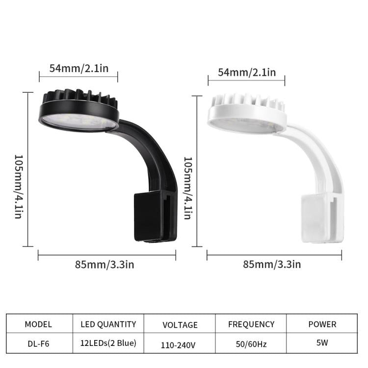 5W Blue White Aquarium LED Clip Light with 12 LEDs USB Powered Mini Fish Tank Light for Aquatic Plants, Water Grass & Small Tanks