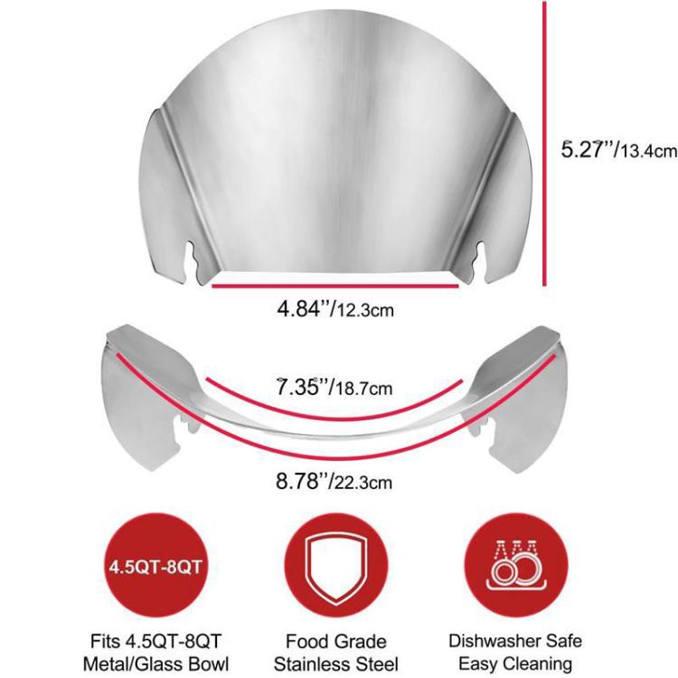 For KitchenAid Stand Mixer Stainless Steel Pouring Shield Food Chute Cover Attachment