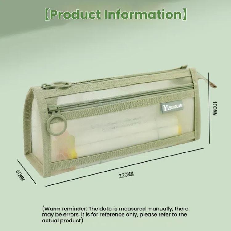 Large Capacity Double-Layer Mesh Pencil Case Triangular Base Design Exam Accessory Pouch