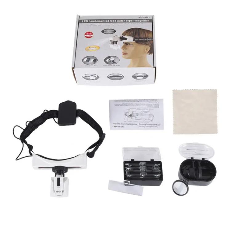 Head-mounted Magnifying Glass With LED Light 8 Different Magnification Lenses