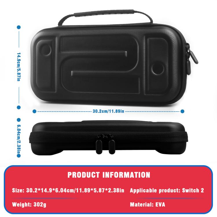 For Nintendo Switch 2 EVA Hard Shell Carrying Case Shockproof Anti-Crush Protective Travel Case