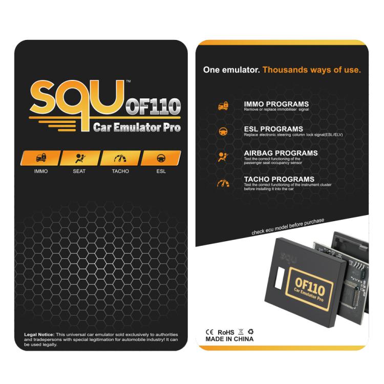 SQU OF110 Universal Car Emulator Pro IMMO, ESL, Airbag & Tacho Programmer Automotive ECU Coding & Diagnostic Tool