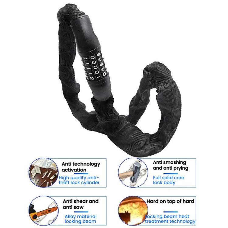 105cm Bicycle Chain Lock 5 Digit Combination Lock, 5 Digit