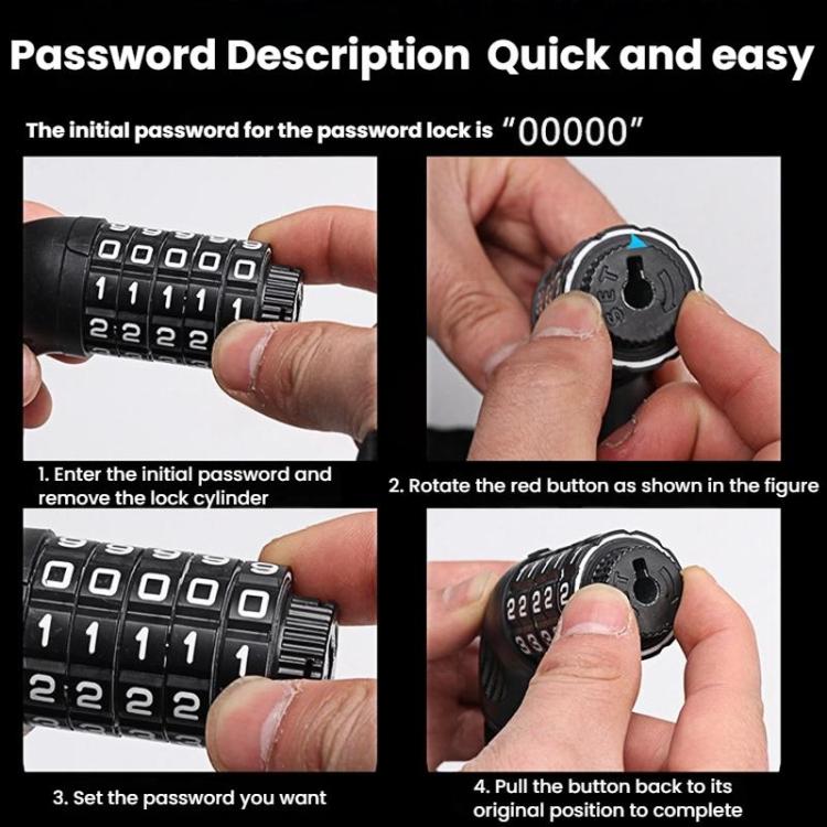 105cm Bicycle Chain Lock 5 Digit Combination Lock, 5 Digit
