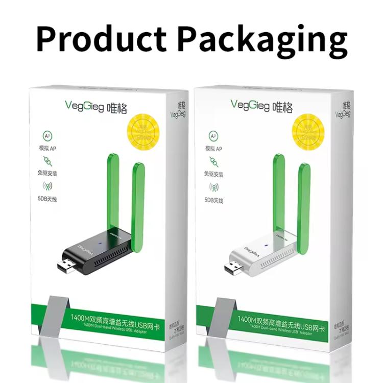 VegGieg 1400Mbps Dual Band WIFI 6 USB Wireless Adapter Driver-Free Network Card for Desktop PC/Laptop