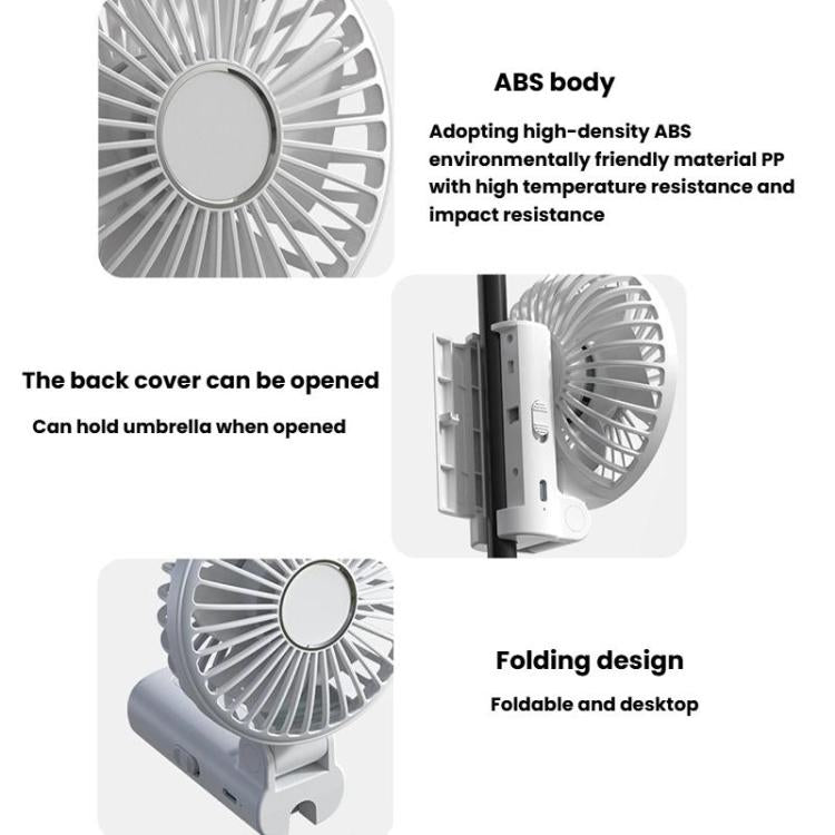 Folding Hanging Umbrella Fan USB Handheld Portable Umbrella Clip Fan Compact Desktop Fan
