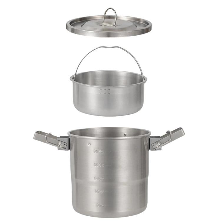 3000ml 16cm Heightened Outdoor Pots 304 Stainless Steel Outdoor Cooking Kettles, CLS Handle, CLS Dual-ear