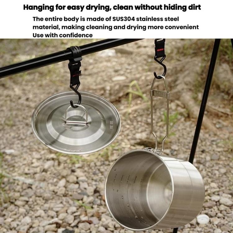 3000ml 16cm Heightened Outdoor Pots 304 Stainless Steel Outdoor Cooking Kettles, CLS Handle, CLS Dual-ear