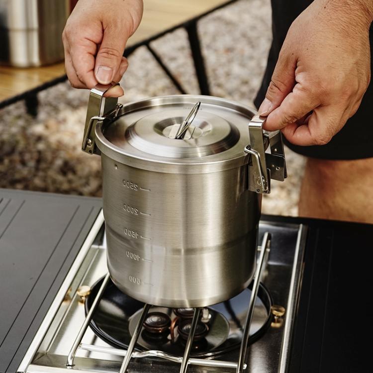 3000ml 16cm Heightened Outdoor Pots 304 Stainless Steel Outdoor Cooking Kettles, CLS Handle, CLS Dual-ear