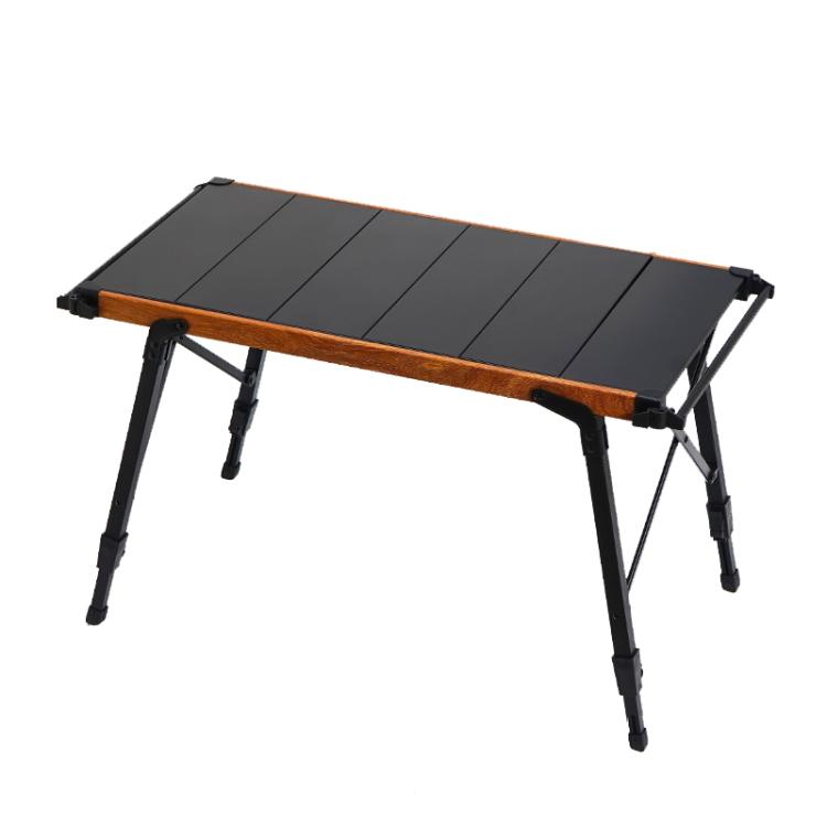 CLS Outdoor Aluminum Egg Roll Table Camping Folding Table, 8245 6 Plates, 9545 Folded 7 Plates, 8744 Black, 8744 Wood Grain, 8744 Black+4 PU Hooks, 8744 Wood Grain+4 PU Hooks