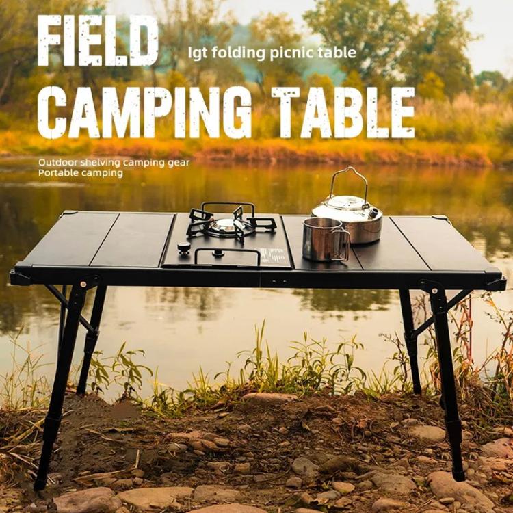 CLS Outdoor Aluminum Egg Roll Table Camping Folding Table, 8245 6 Plates, 9545 Folded 7 Plates, 8744 Black, 8744 Wood Grain, 8744 Black+4 PU Hooks, 8744 Wood Grain+4 PU Hooks