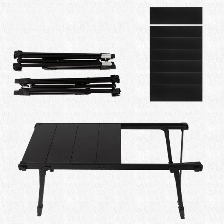 CLS Outdoor Aluminum Egg Roll Table Camping Folding Table, 8245 6 Plates, 9545 Folded 7 Plates, 8744 Black, 8744 Wood Grain, 8744 Black+4 PU Hooks, 8744 Wood Grain+4 PU Hooks