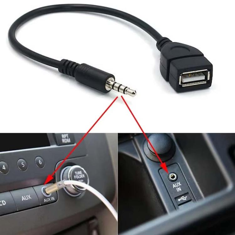 10pcs 3.5mm Male Round Head To USB 2.0 Female USB Disk Car MP3 Data Transmission Cable
