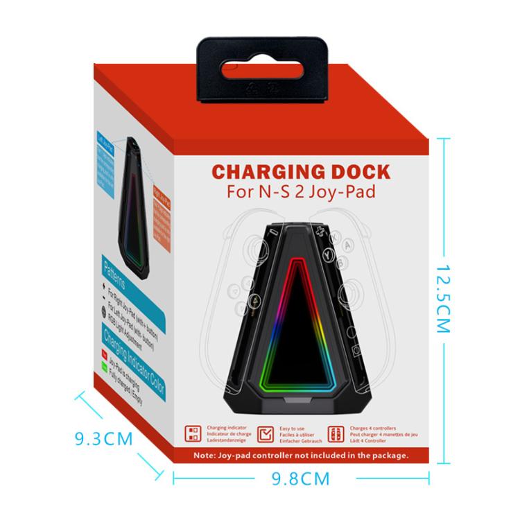 For Nintendo Switch 2 Joy-Con Controllers 4 In 1 Triangular Charging Base With RGB Light
