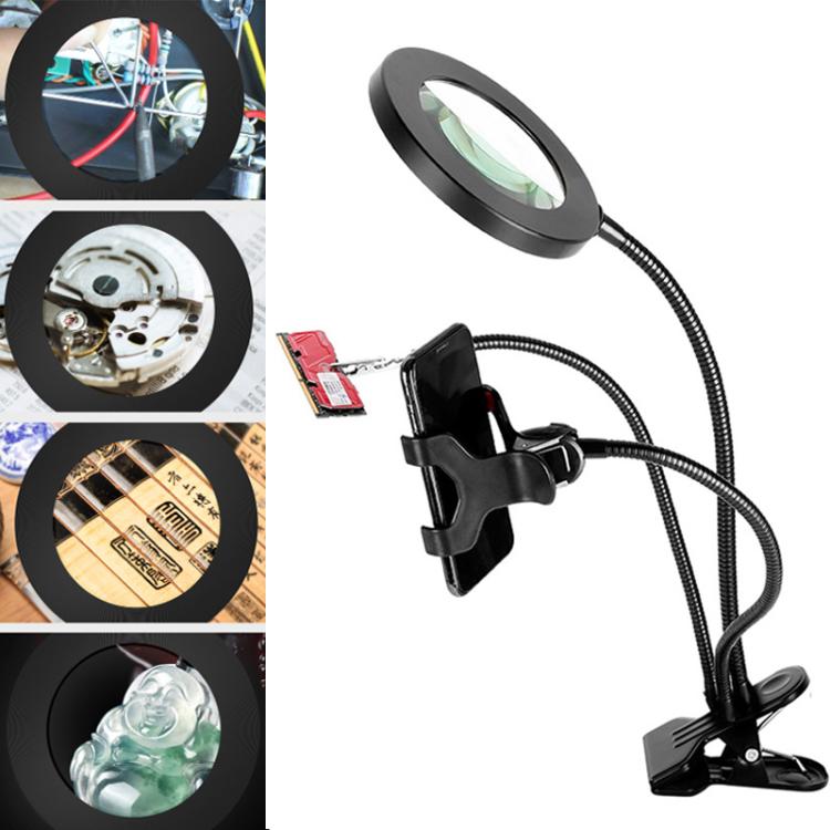 10X 72LEDs Optical Magnifying Glass Hose Type Mobile Phone Holder