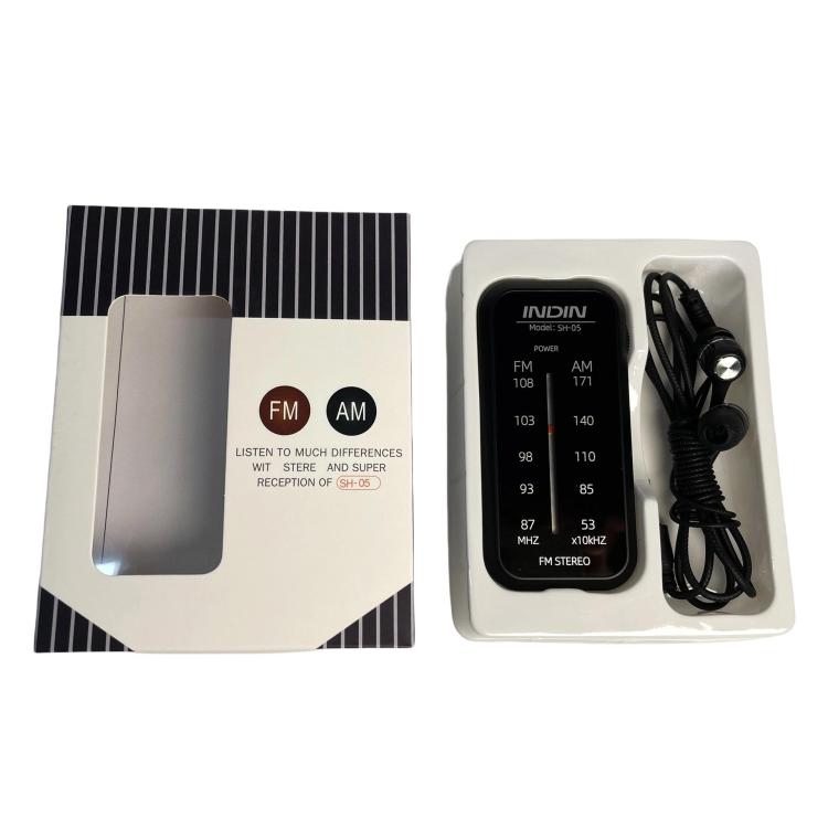 INDIN SH05 Mini Stereo AM/FM Radio With Earphone & Stainless Steel Clip