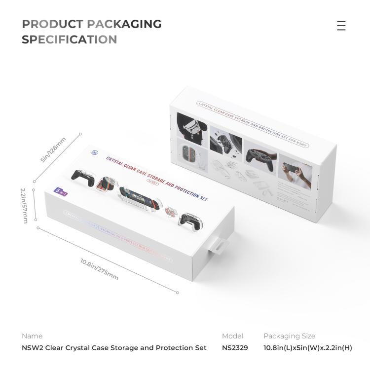 For Nintendo Switch 2 JYS 5-in-1 Crystal Case Full Protection Set Includes Console Shell, Joy-con & Pro Controller Cover, Faceplate, Game Cartridge Case