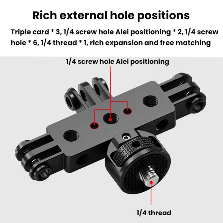 Aluminum Alloy 3 Station Live Streaming Stand Action Camera Multi Functional Expansion Adapter Accessory, 3 Card, 2 Card To 3 Card, 1/4 Pitch To 3 Card, 1 Inch Ball Head To 3 Card, 17mm Ball Head To 3 Card