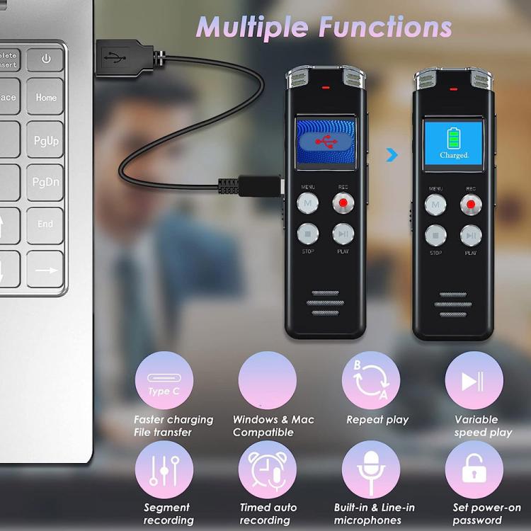 Portable HD Noise-Cancelling Voice-Activated Digital Voice Recorder For Conferences