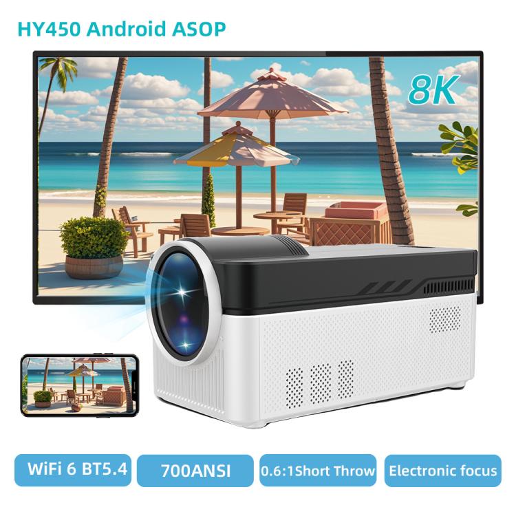 8K Home Theater Portable Android Projector With Smart Decoder, US Plug, EU Plug, UK Plug, AU Plug