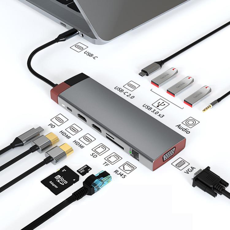 Metal Type-C Docking Station USB HUB Computer Multi Functional Expansion Dock