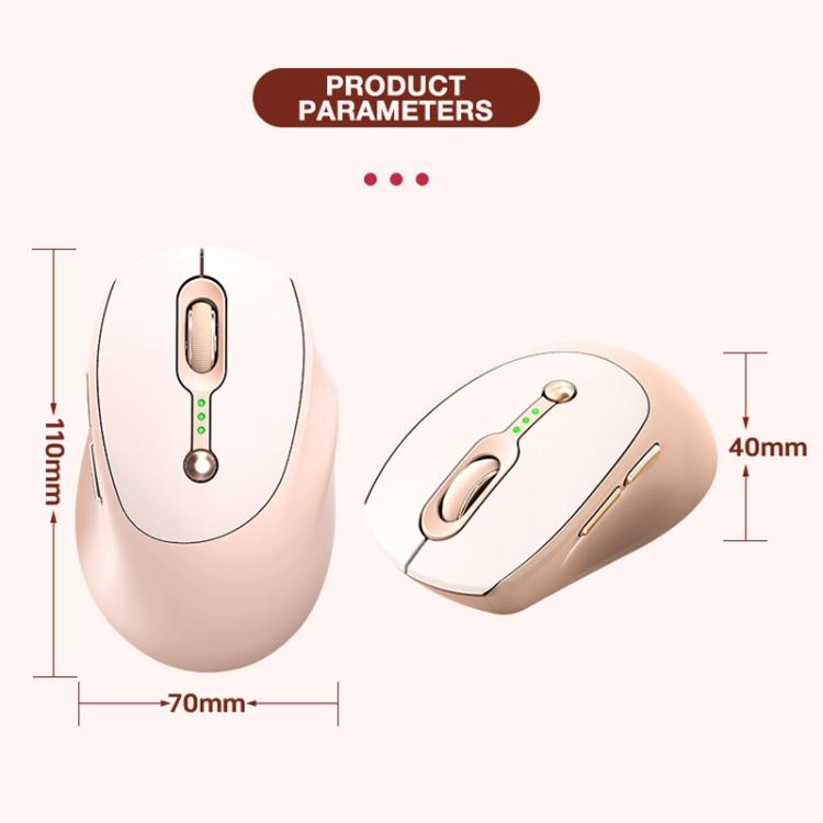 2400 DPI Wireless Mouse USB-C Rechargeable, Milk Tea Color Elegant Design with Battery Indicator