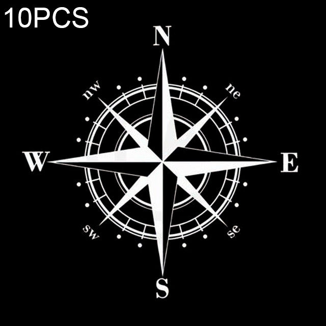 10pcs Art Design Vinyl NSWE Compass Car Stickers Decals Black/Silver