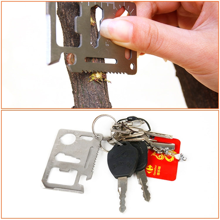 100 PCS 11 in 1 Outdoor Portable Multi-function Stainless Steel Hollow Tool Card Cutter with Leather Case, Size: 6.9 x 4.5cm