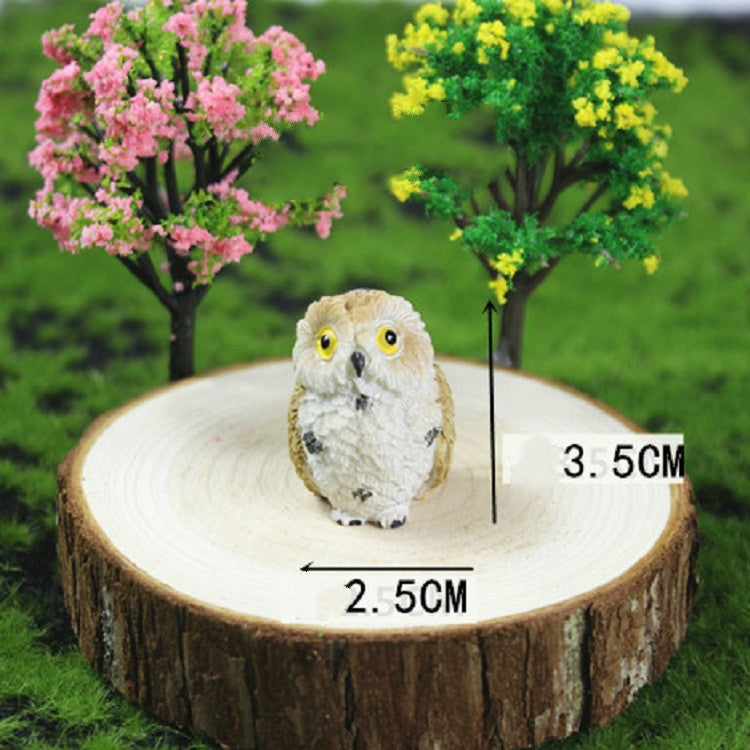 4 PCS/Set Mini Simulation Owl Gardening Decorative Animal Ornaments