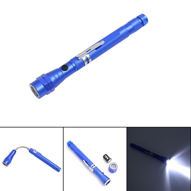 2 PCS 1W Flexible Magnet Camping Fishing Telescopic 360 Degrees Head Flashlight Outdoor Torch Magnetic Pick Up Tool Lamp