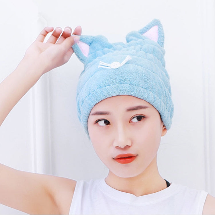 Coral Fleece Soft Absorbent Cat Ear Dry Hair Cap Thickened Adult Shower Cap