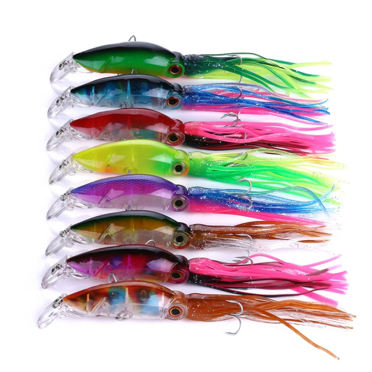 HENGJIA JIZ002 10cm/16.6g 8 PCS Big Octopus Squid Shaped Hard Baits Long Shot Fishing Lures Tackle Baits Fit Sea Fishing and Freshwater Fishing,Boxed