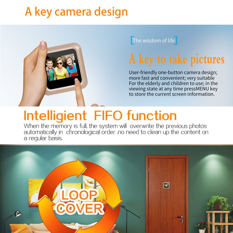 X5 2.4 inch Screen 2.0MP Security Camera No Disturb Peephole Viewer, Support TF Card