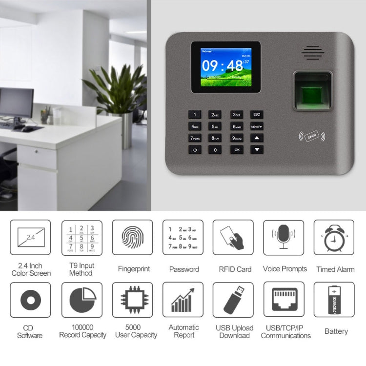 Realand AL321 Fingerprint Time Attendance with 2.4 inch Color Screen & ID Card Function