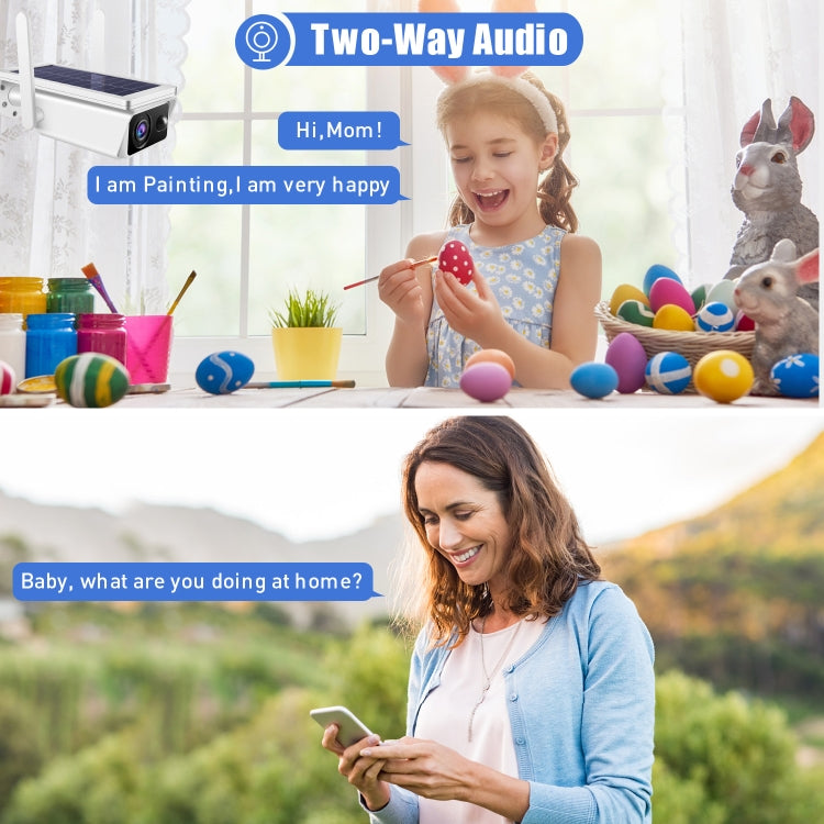 T13-2 1080P HD Solar Powered 2.4GHz WiFi Security Camera without Battery, Support Motion Detection, Night Vision, Two Way Audio, TF Card