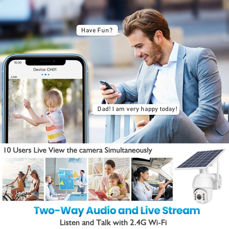 T16 1080P Full HD Solar Powered WiFi Camera, Support PIR Alarm, Night Vision, Two Way Audio, TF Card