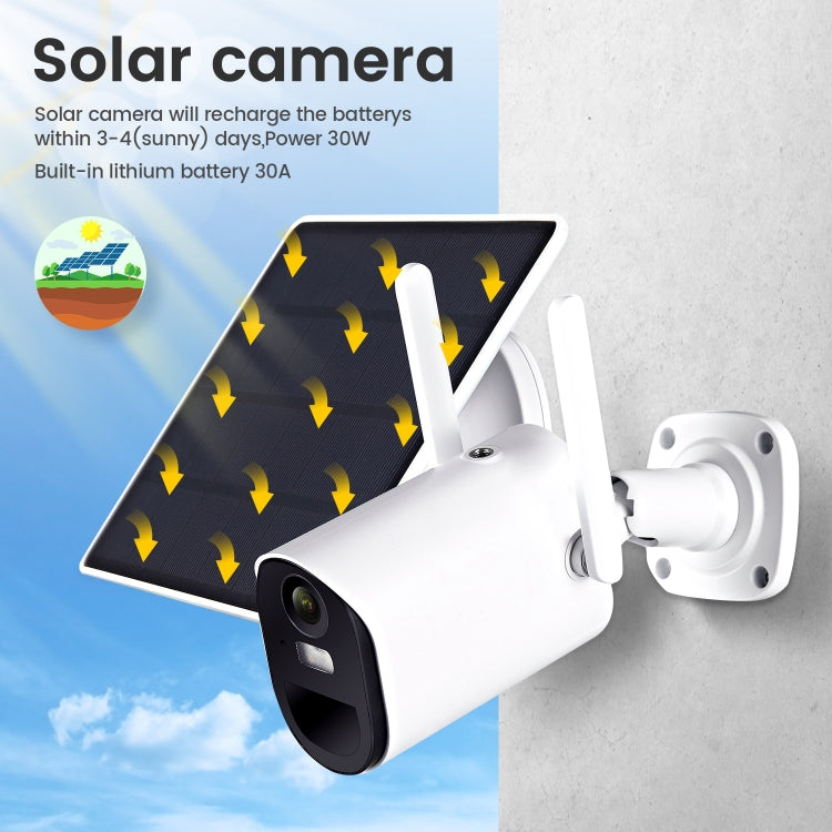 T20 1080P Full HD Solar Powered WiFi Camera, Support Motion Detection, Night Vision, Two Way Audio, TF Card