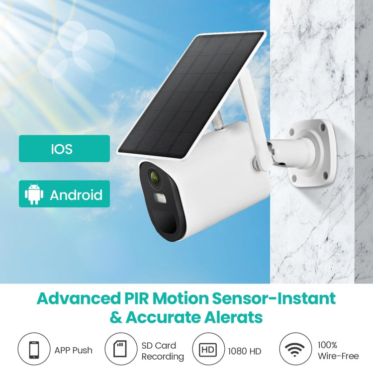 T20 1080P Full HD Solar Powered WiFi Camera, Support Motion Detection, Night Vision, Two Way Audio, TF Card