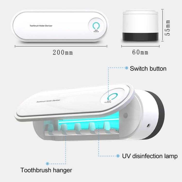 Rechargeable Toothbrush Dryer Sterilizer Bathroom Wall-mounted Toothbrush Holder, with US Plug