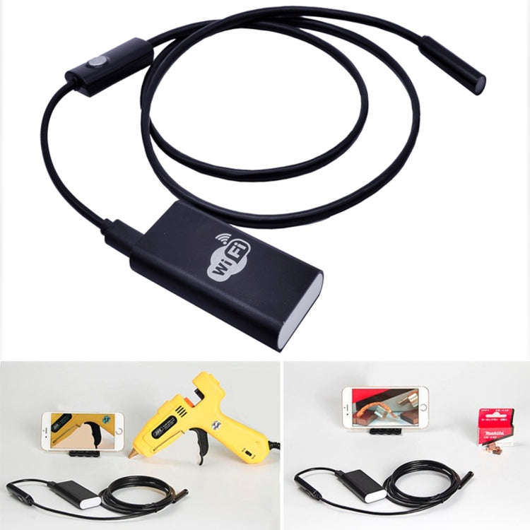 1.0MP HD Camera 30m Wireless Distance Metal WiFi Box Waterproof IPX67 Endoscope Snake Tube Inspection Camera with 6 LED for Android & iOS, Length: 1m, Lens Diameter: 9mm