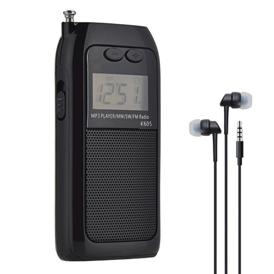 K-605 Portable FM / AM / SW Full Band Stereo Radio, Support TF Card