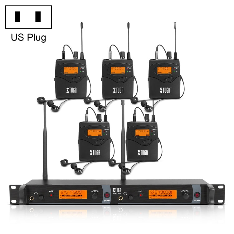 XTUGA IEM1200 Wireless Transmitter 5 Bodypack Stage Singer In-Ear Monitor System