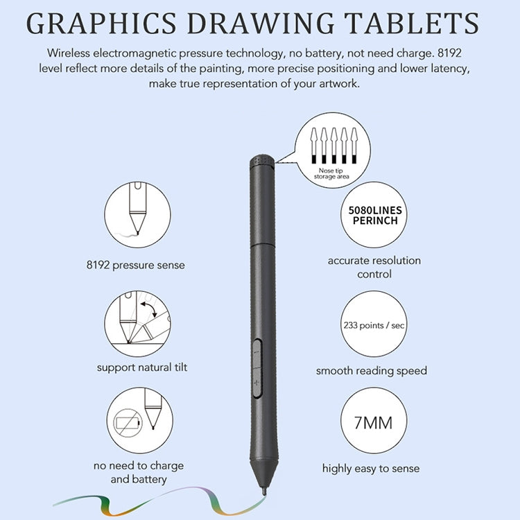 10Moons T503 Drawing Tablet Can Be Connected to mobile Phone Tablet with 8192 Passive Pen
