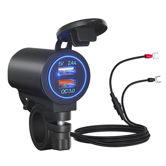 ZH-723F5 Car / Motorcycle QC3.0 Cell Phone Fast Charging Dual USB Car Charger