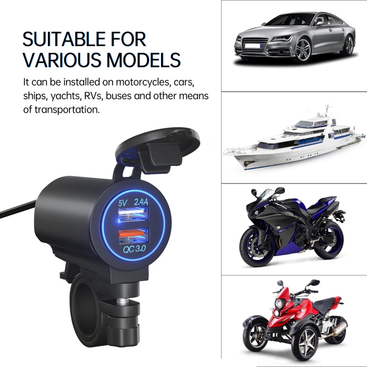 ZH-723F5 Car / Motorcycle QC3.0 Cell Phone Fast Charging Dual USB Car Charger