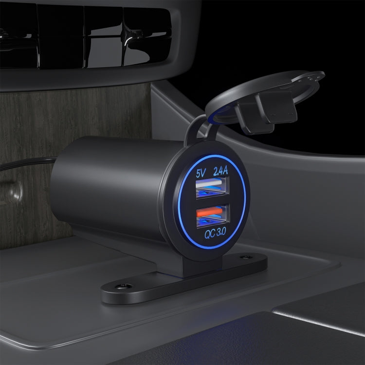 ZH-723F5 Car / Motorcycle QC3.0 Cell Phone Fast Charging Dual USB Car Charger